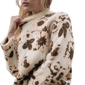 ZARA Floral Jacquard Knit Sweater, Size Medium, New with Tag, Blogger Favorite